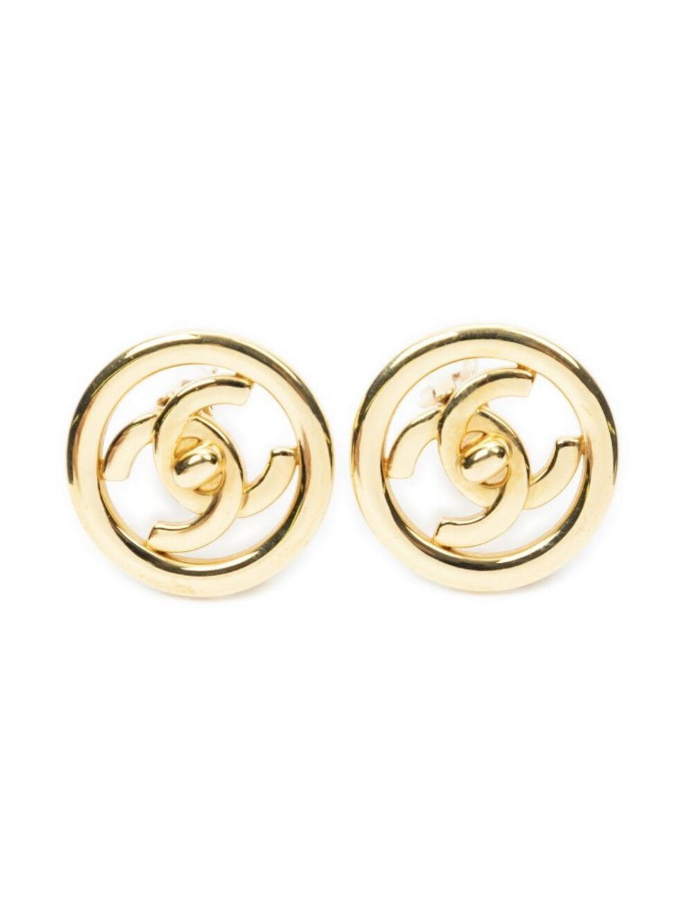 Chanel CC Turnlock Motif Clip-On Earrings Gold Plated